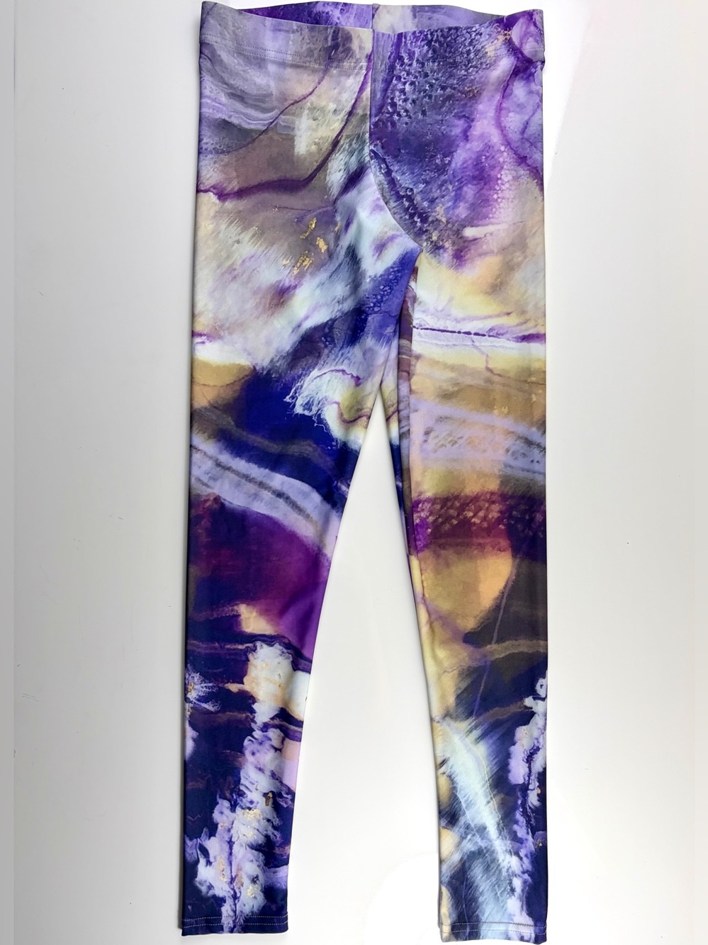 Alana Kay Art Purple & Tan Wearable Art Stretch Leggings, Sz L